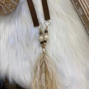 Leather and Sari Tassel Necklace